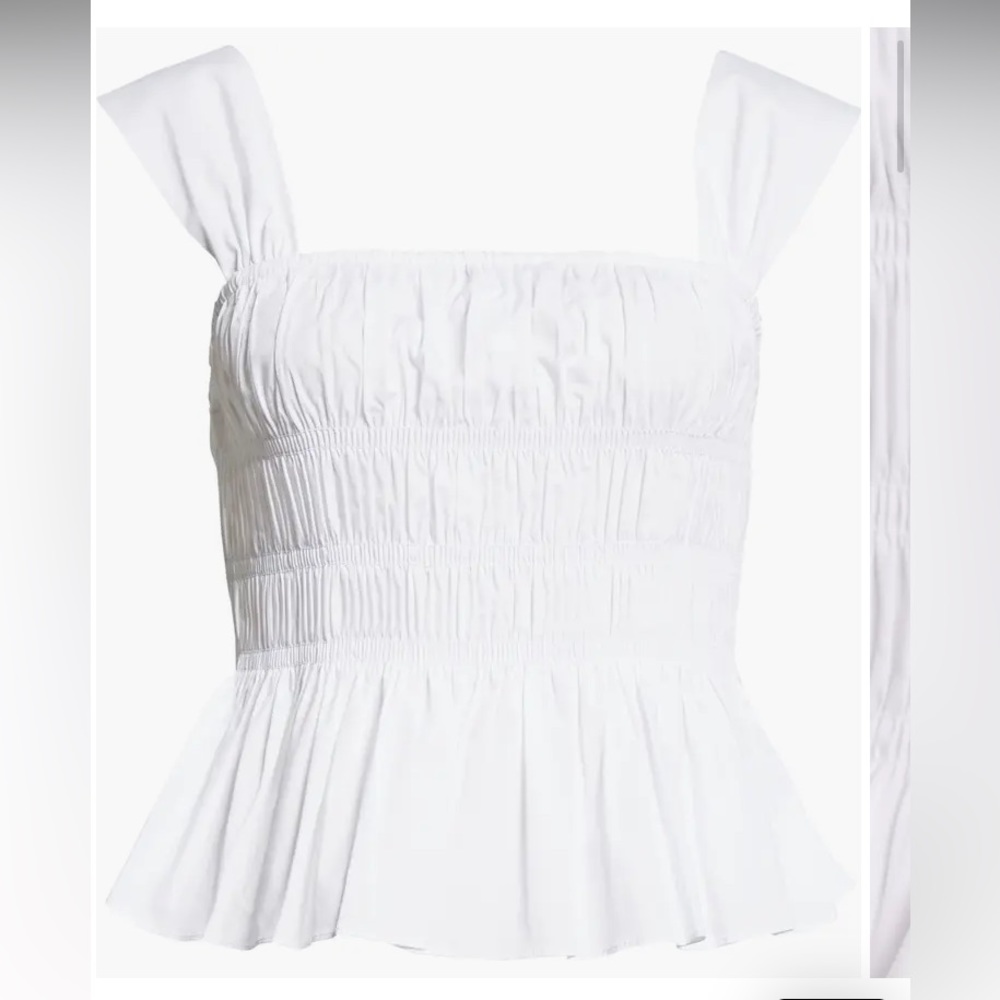 Staud Ida Shirred Peplum Top